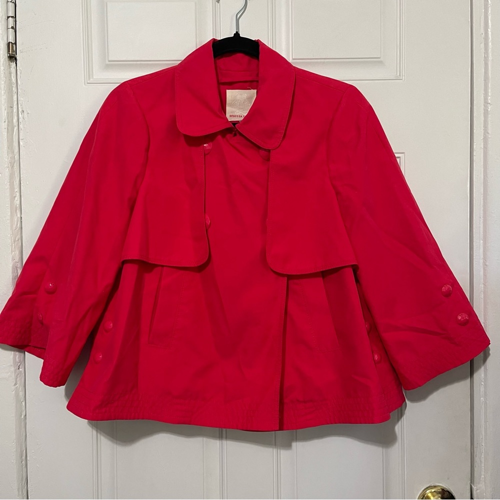 Rebecca Taylor Cropped Swing Trench Coat 3/14 Sleeve Size 6